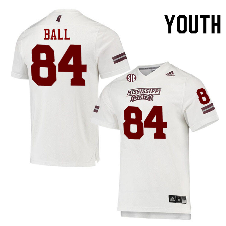 Youth #84 Justin Ball Mississippi State Bulldogs College Football Jerseys Stitched-White